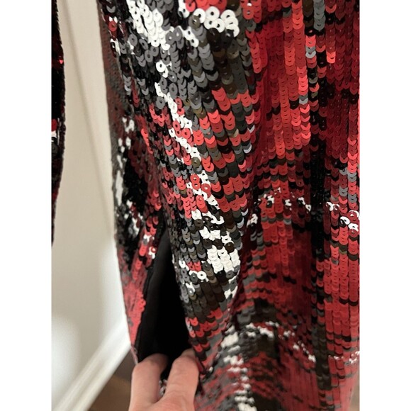 NEW TUCKERNUCK Sequin Pierre Dress Red Houndstooth Plaid Size Medium - Picture 6 of 11